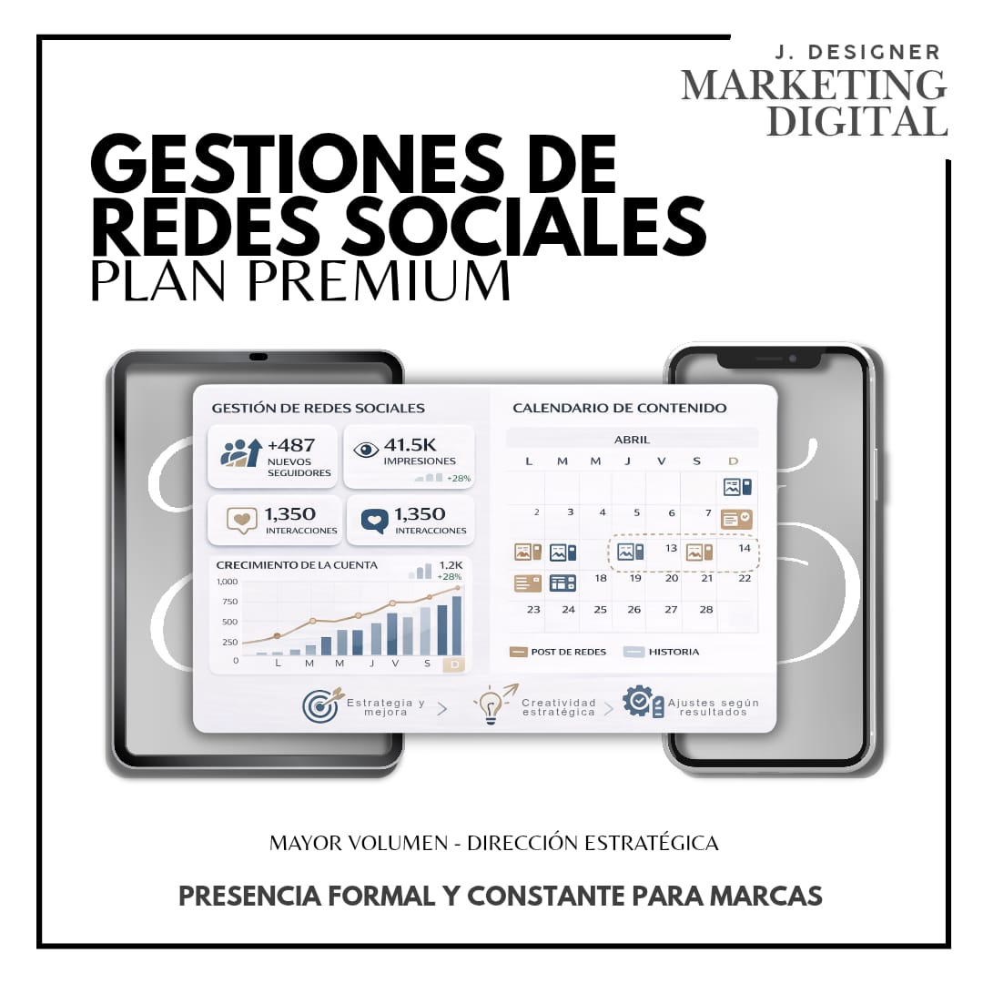 Gestión de redes sociales plan premium